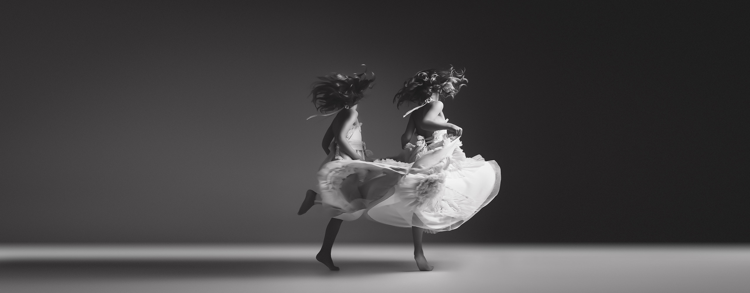 Jennifer Blakeley - Two Girls Dancing in flowing dress